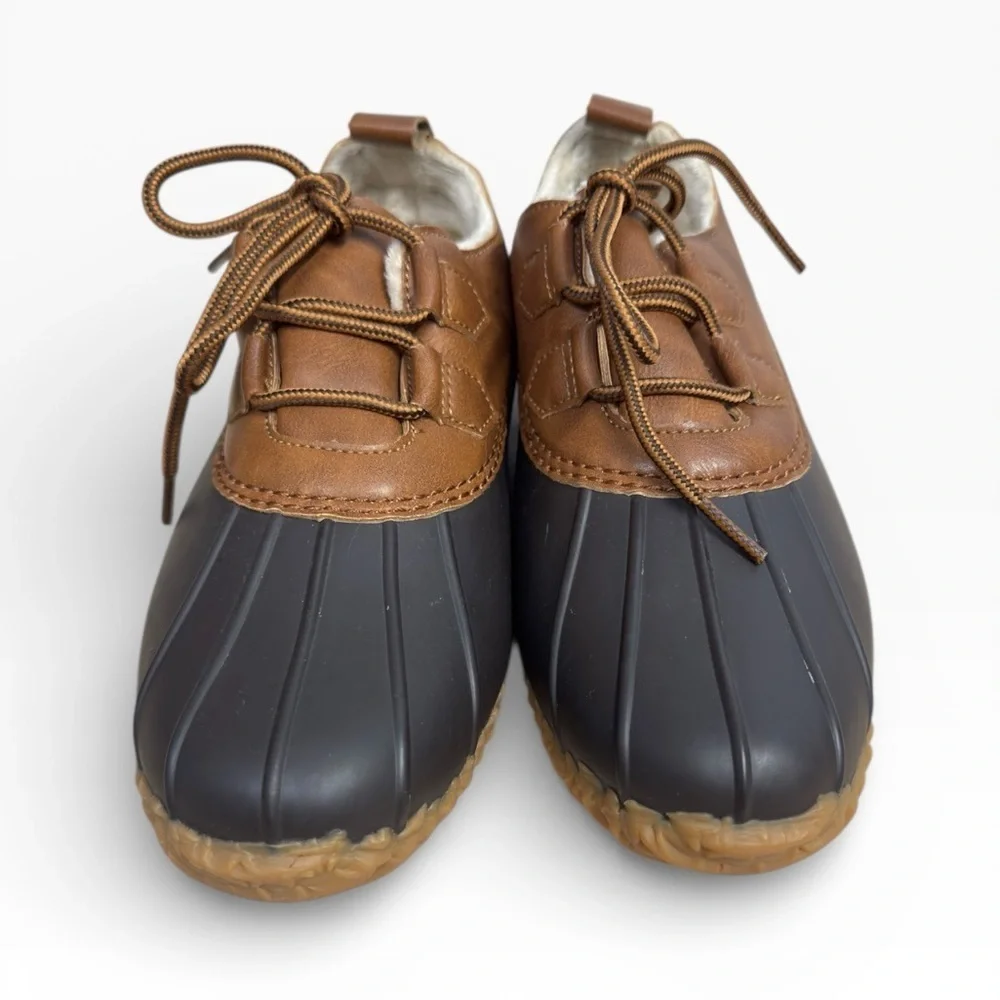 JBU by Jambu Glenda Duck Shoes Brown Black Waterproof Faux Fur Size 7.5